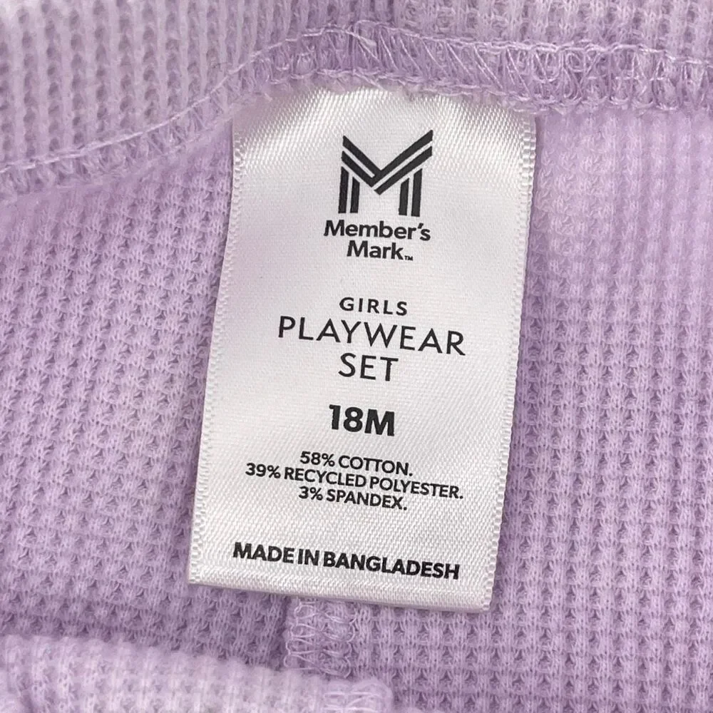 Girls 18M Purple Striped Ruffle Sweatshirt Waffle Knit Leggings 2pc Playwear Set